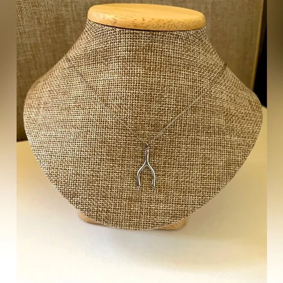 925 Silver Wishbone Pendant Necklace - Picture 1 of 2